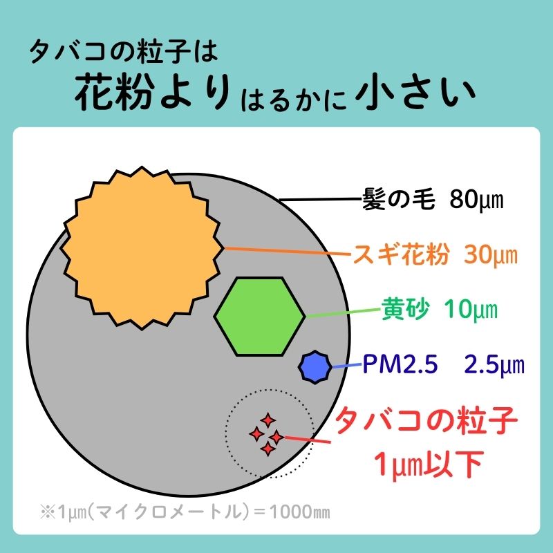 タバコの粒子の大きさ
